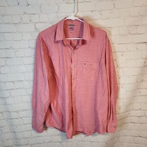 Men's Izod Saltwater Pink Relaxed Fit Casual Button-Down Shirt, Size Large